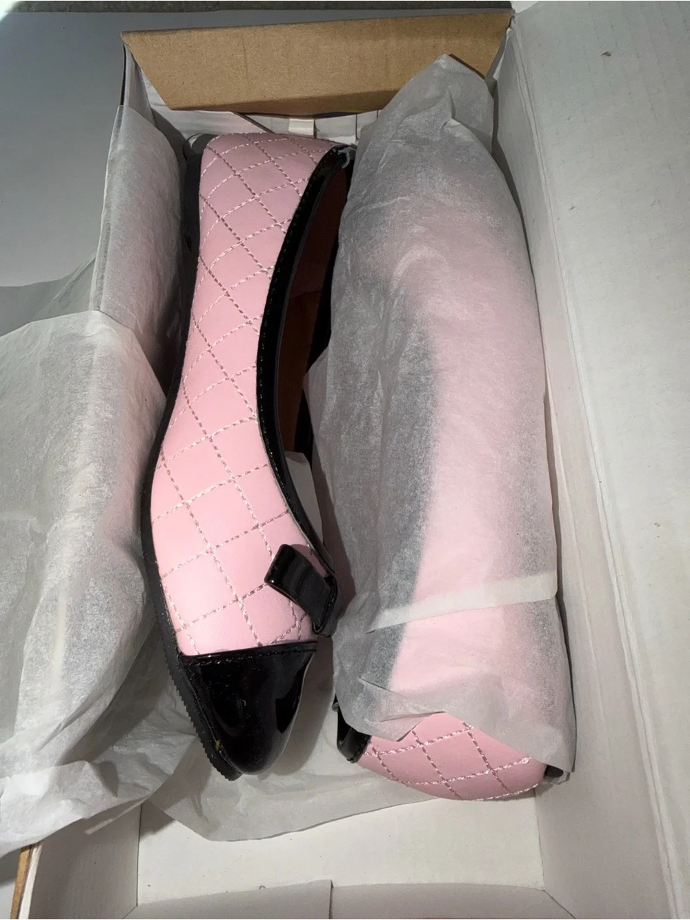 NWT L'Amour Pink Quilted Cap Toe Mary Jane Flats Girls Size 1 | Boutique